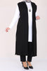 Women's Oversize Black Combed Cotton Vest