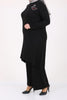 Women's Oversize Swan Crested Black Combed Cotton Tunic Pants Set