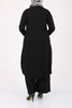 Women's Oversize Swan Crested Black Combed Cotton Tunic Pants Set