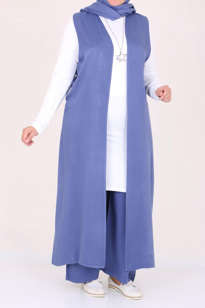 Women's Oversize Indigo Cardigan Pants Set