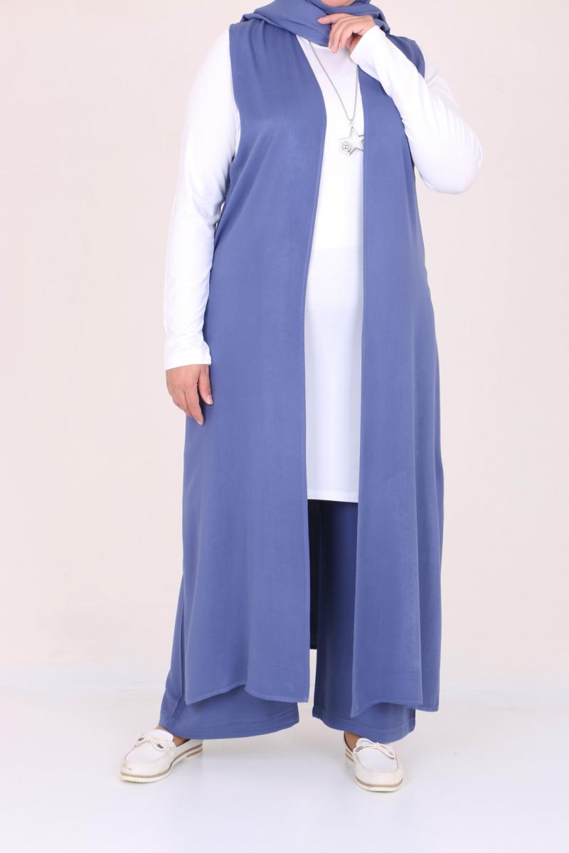 Women's Oversize Indigo Cardigan Pants Set