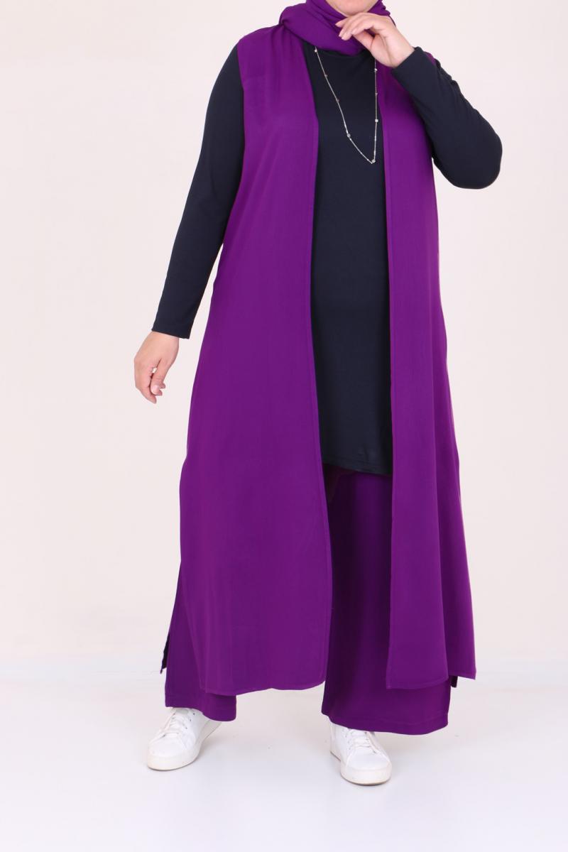 Women's Oversize Purple Cardigan Pants Set