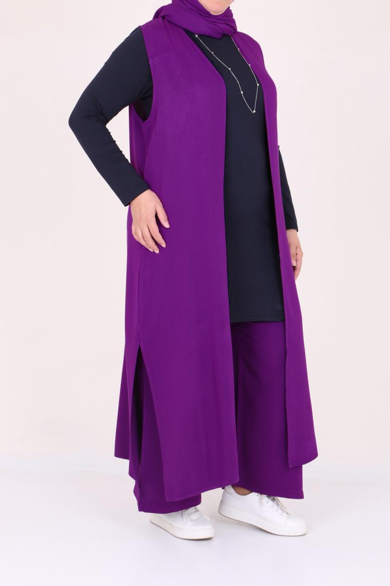 Women's Oversize Purple Cardigan Pants Set