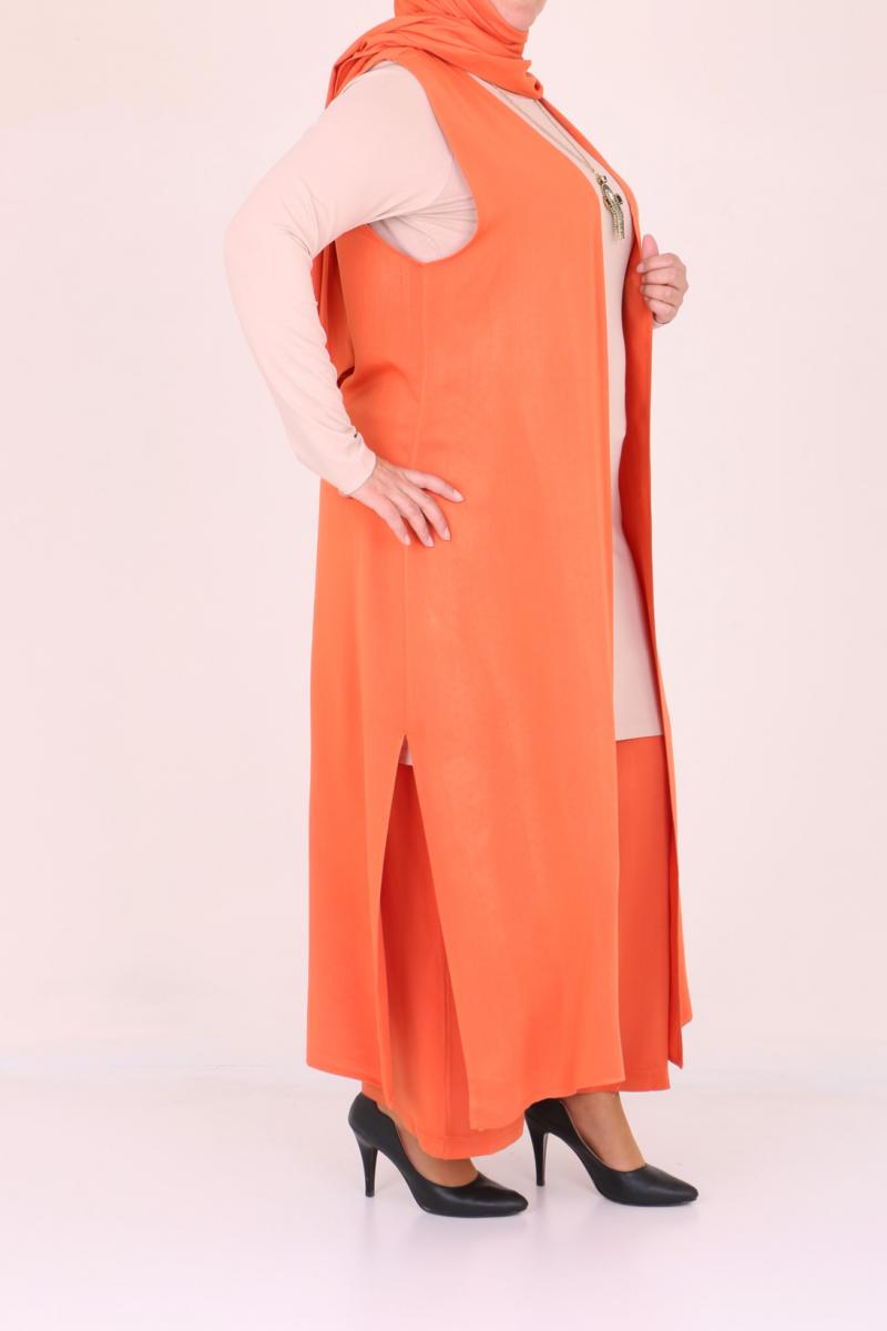 Women's Oversize Orange Pants Cardigan Set