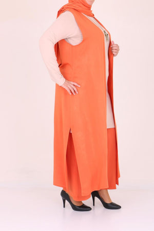 Women's Oversize Orange Pants Cardigan Set