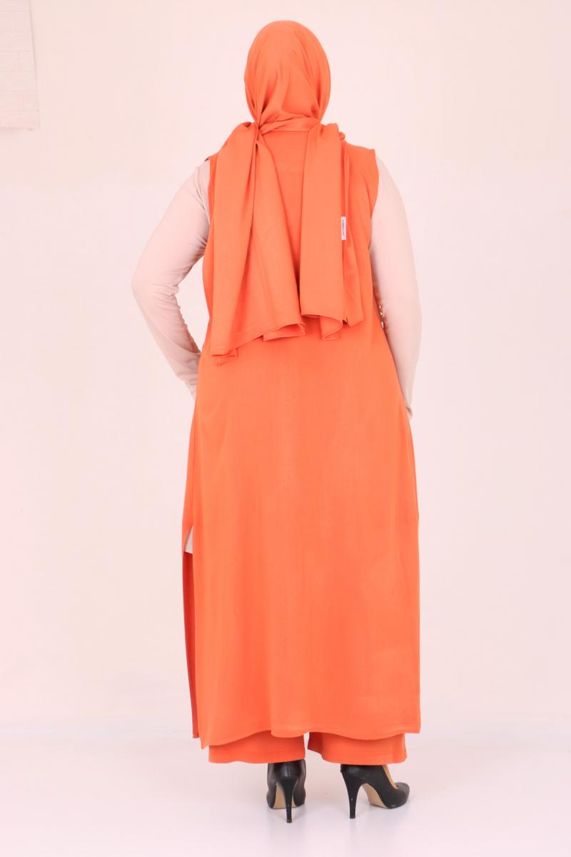 Women's Oversize Orange Pants Cardigan Set