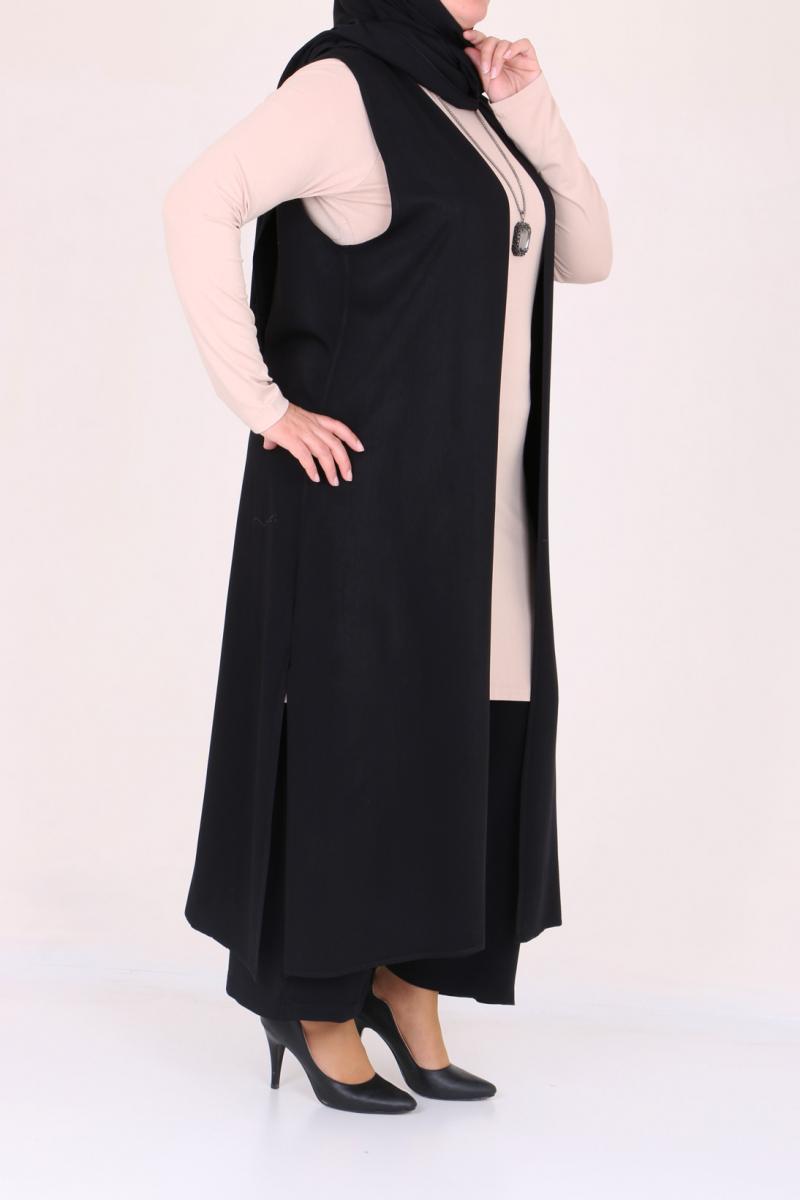 Women's Oversize Black Pants Cardigan Set