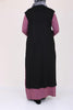 Women's Oversize Combed Cotton Dusty Rose Dress Black Cardigan