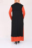 Women's Oversize Combed Cotton Tile Red Dress Black Cardigan