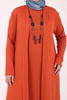 Women's Oversize Tile Red Combed Cotton Dress & Cardigan