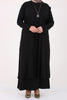 Women's Oversize Black Combed Cotton Dress & Cardigan