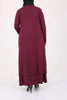 Women's Oversize Maroon Combed Cotton Dress & Cardigan