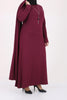 Women's Oversize Maroon Combed Cotton Dress & Cardigan