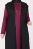 Women's Oversize Combed Cotton Maroon Dress Black Cardigan