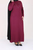 Women's Oversize Combed Cotton Maroon Dress Black Cardigan