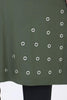 Women's Oversize Eyelets Detail Khaki Combed Cotton Tunic