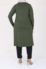 Women's Oversize Eyelets Detail Khaki Combed Cotton Tunic