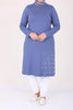 Women's Oversize Eyelets Detail Indigo Combed Cotton Tunic