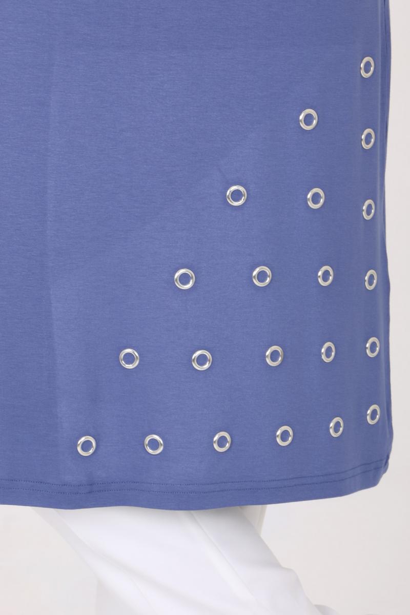 Women's Oversize Eyelets Detail Indigo Combed Cotton Tunic