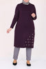 Women's Oversize Eyelets Detail Damson Combed Cotton Tunic