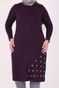 Women's Oversize Eyelets Detail Damson Combed Cotton Tunic