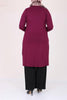 Women's Oversize Eyelets Detail Maroon Combed Cotton Tunic