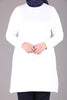 Women's Oversize Long Sleeves Long White Combed Cotton Blouse