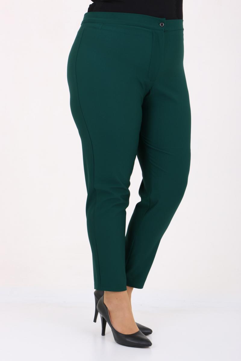 Women's Oversize Buttoned Emerald Green Carrot Pants