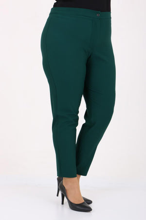 Women's Oversize Buttoned Emerald Green Carrot Pants