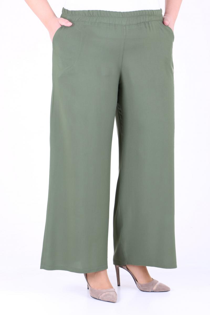 Women's Oversize Elastic Waist Khaki Viscose Pants