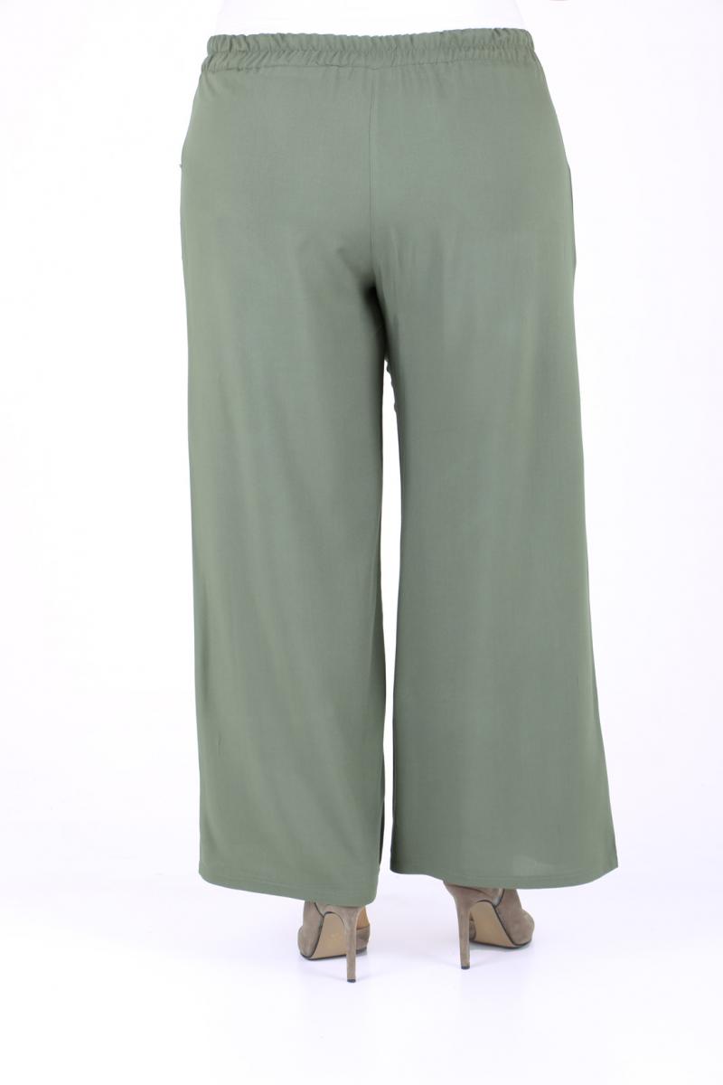 Women's Oversize Elastic Waist Khaki Viscose Pants